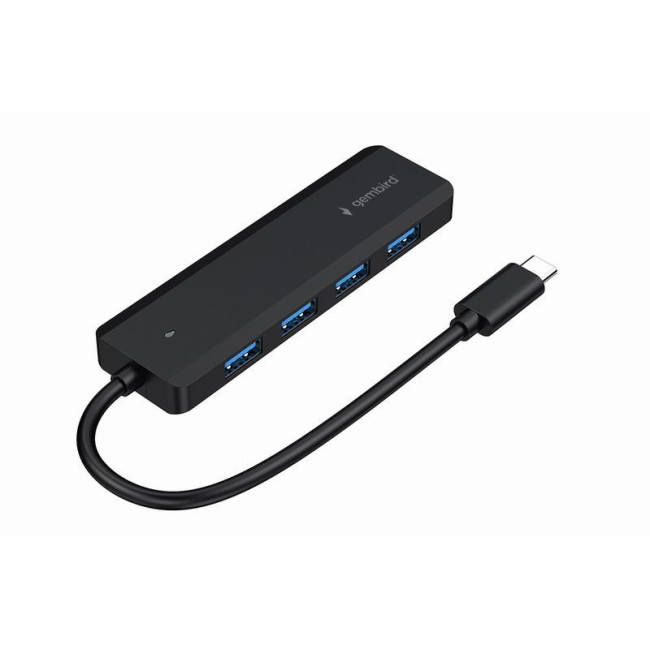 Хаб на 4 порти USB 3.1,USB-C, USB-C PD, пластик, чорний