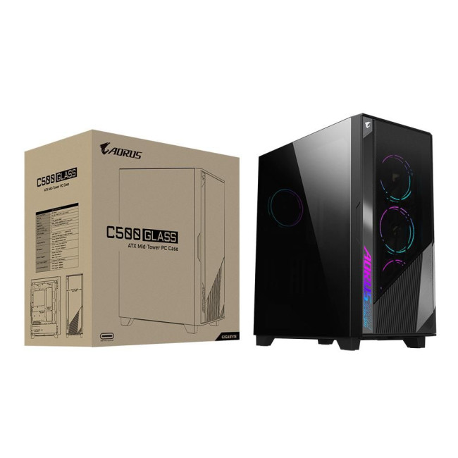 Корпус EATX W/O PSU GB-AC500G ST BLACK GIGABYTE
