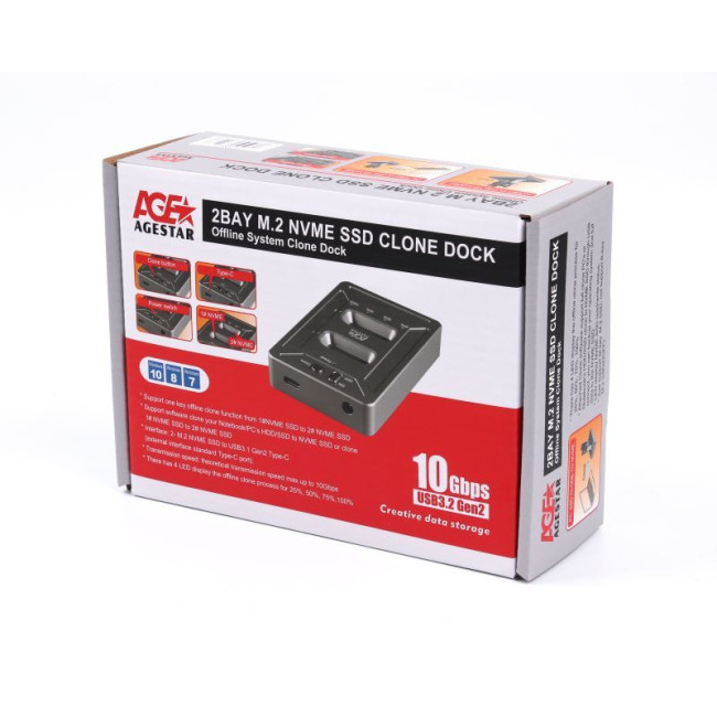 Док-станція, USB 3.1 Type C, M.2 NVME, 2 слота, сірий