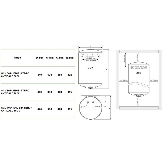 Водонагрівач Tesy GCV 504416D B14 TBRC / ANTICALC 50 V