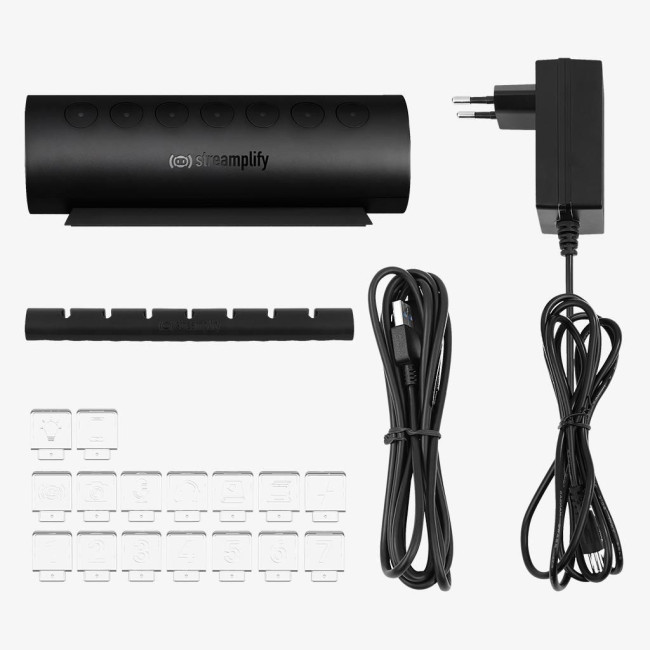 USB-Хаб Streamplify HUB CTRL 7-RGB-EU-F, чорний