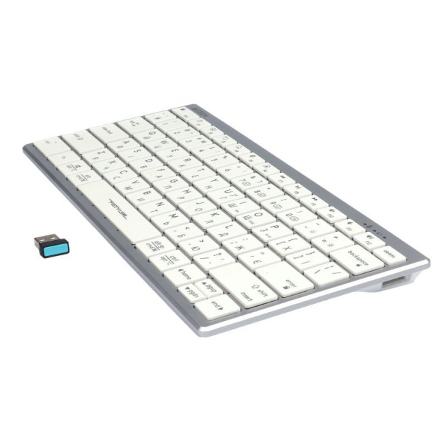 Клавіатура бездротова з ножичним перемикачем Fstyler, Bluetooth / 2.4 ГГц, з акумулятором, білий