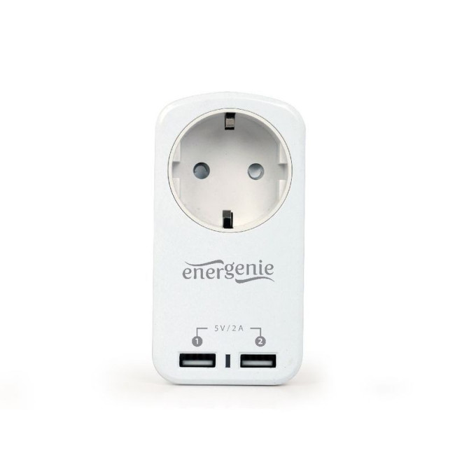 Зарядний пристрій 2х USB по 2.1A, з наскрізною розеткою