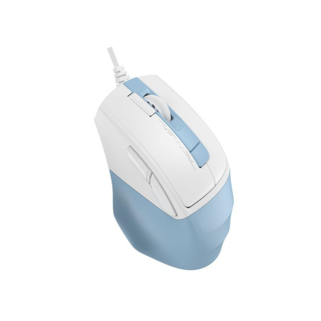 Миша дротова безшумна Fstyler, USB, 2400 dpi, білий+блакитний
