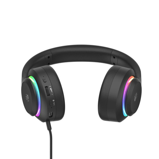 Ігрові бездротові навушники з мікрофоном, RGB підсвічування, Bluetooth + 2.4GHz + 3.5 jack