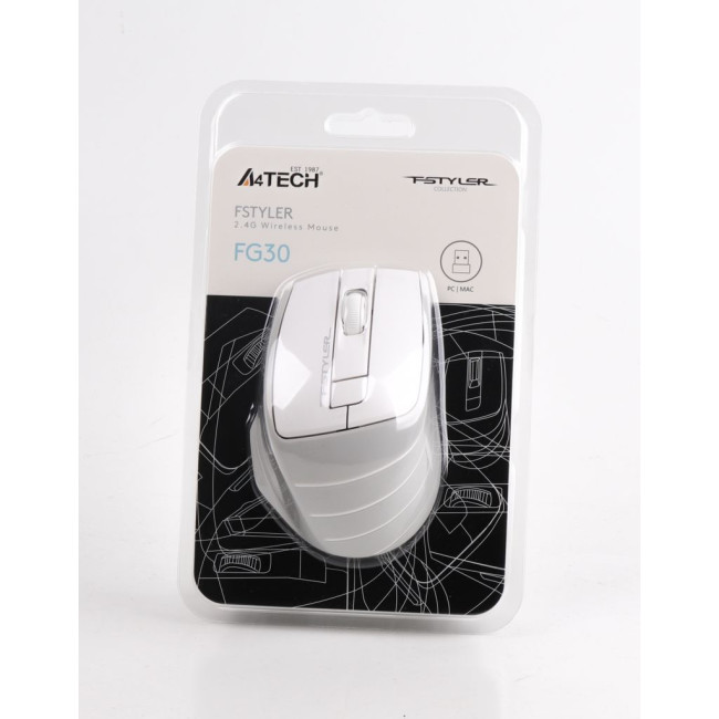Миша бездротова Fstyler, USB, 2000 dpi, сірий + білий