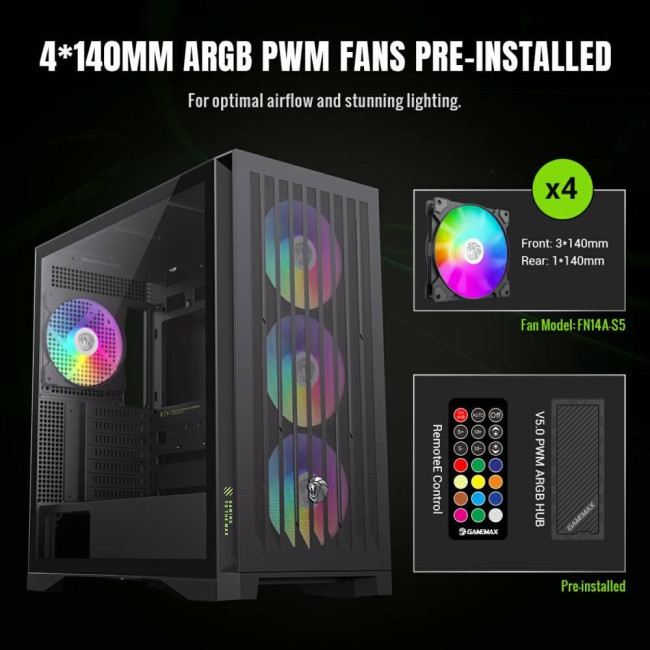 Корпус для комп'ютера ATX W/O PSU LEADER 2 BK GAMEMAX