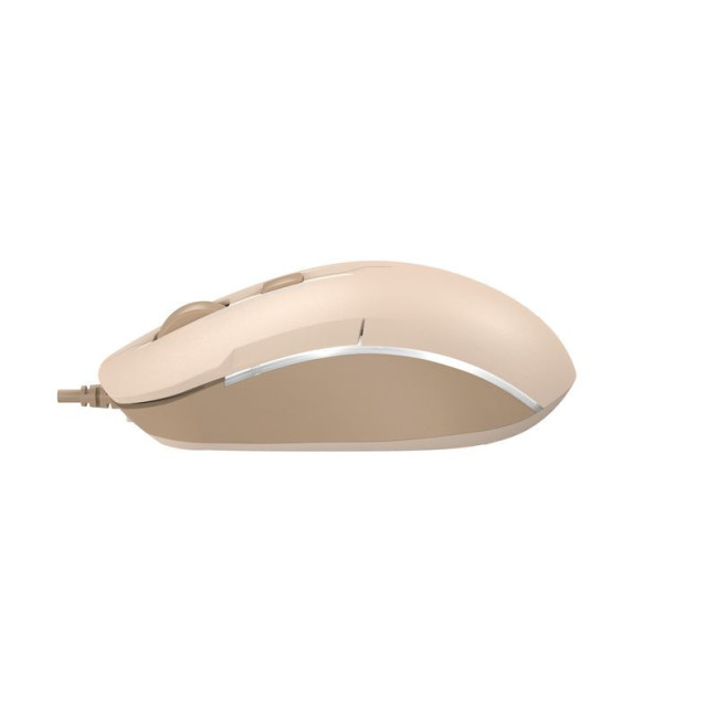 Миша дротова безшумна Fstyler, біле підсвічування, USB, 1600 dpi, бежевий