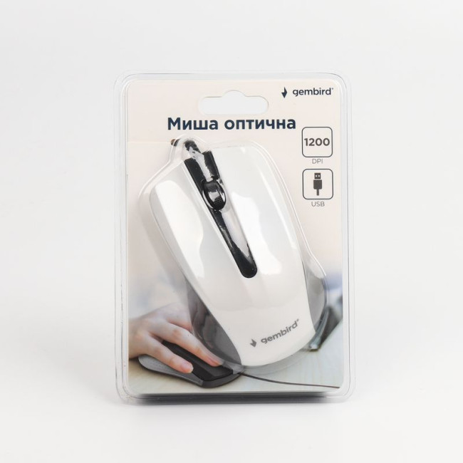 Оптична миша, USB інтерфейс, 1200 dpi, білий