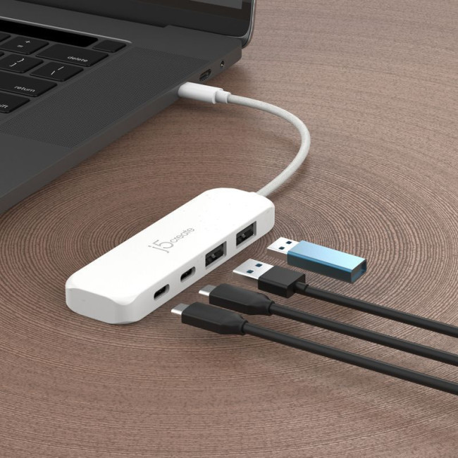 Хаб USB 3.2, 10Gbps, USB-С на 2 USB-A/2 USB-С, білий