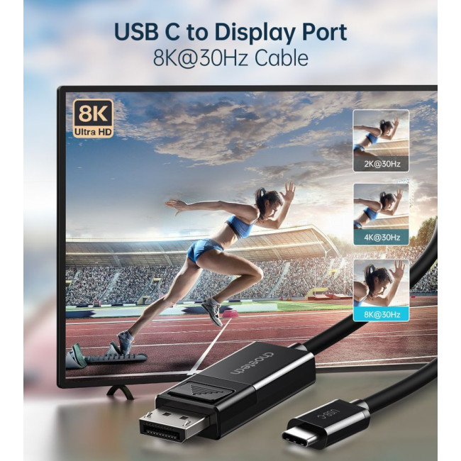 Кабель двонаправлений USB-C на DisplayPort, 8K 30 Гц, 1,8 м