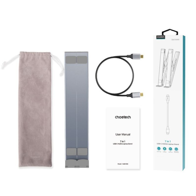 Док станція USB-C 7-в-1 (HDMI/PD/картридер/USB-A / USB-C), алюміній
