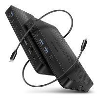 Хаб концентратор AXAGON HMC-U4 USB4 40Гбіт/с DUAL 4K DISPLAY 12in1, Чорний