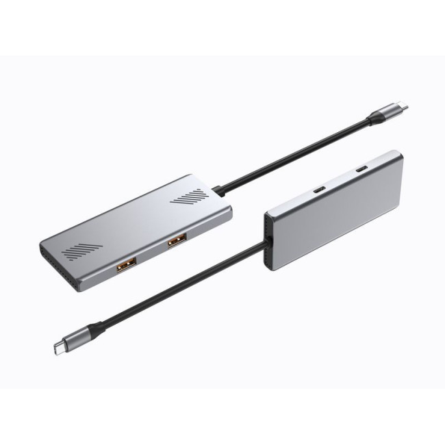 Хаб на 4 порти 2xUSB 3.2,2xUSB-C, метал, сріблястий