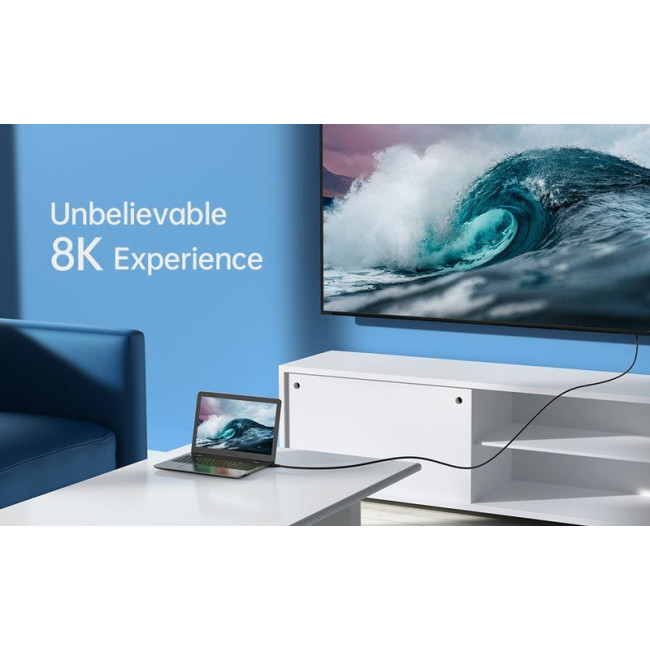 Кабель HDMI V.2.1, 8К 60 Гц, HDR10, HLG, 48Gbps, YUV 4:4:4, позолочені конектори, 2 м