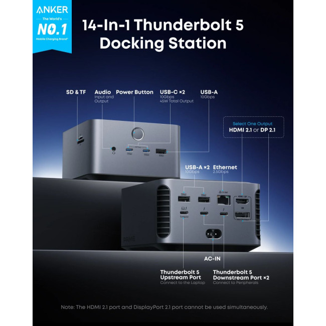 Мережевий зарядний пристрій Anker Prime Docking Station Black