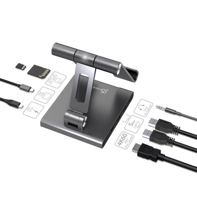 Док станція Ipad USB-C 8-в-1 (HDMI/PD/картридер/USB-A/USB-C/Audio), алюміній