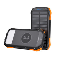 Портативний зарядний пристрій, 10000 mAh, 10Вт, сонячна панель, QI, LED лампа