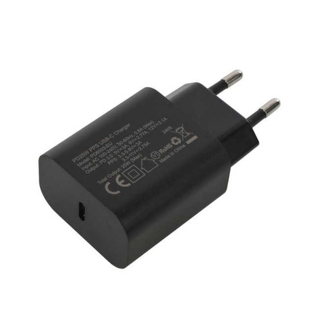 Мережевий зарядний пристрій, GaN, USB-C, 25Вт, QC3.0/PD/PPS
