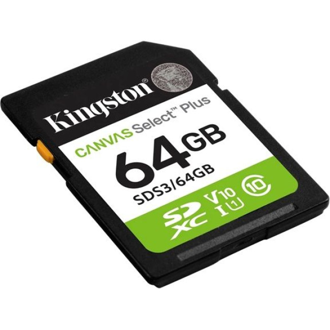 Картка пам'ятi Kingston SDXC 64GB UHS-I Class 10 Canvas Select Plus (SDS3/64GB)
