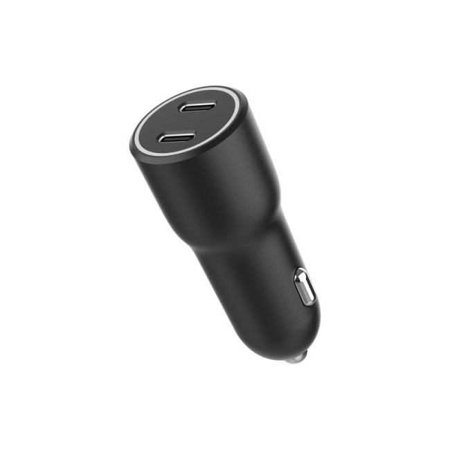Автомобільний ЗП, 2xUSB-C (PD 20W), чорний