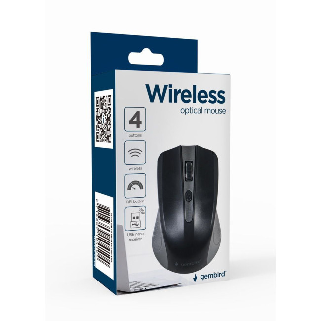 Бездротова оптична миша, USB, 1600 dpi, чорно-сiра