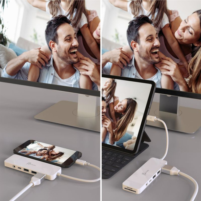Мультиадаптер USB-C 6-в-1 (хаб/HDMI/картридер/аудіо), білий