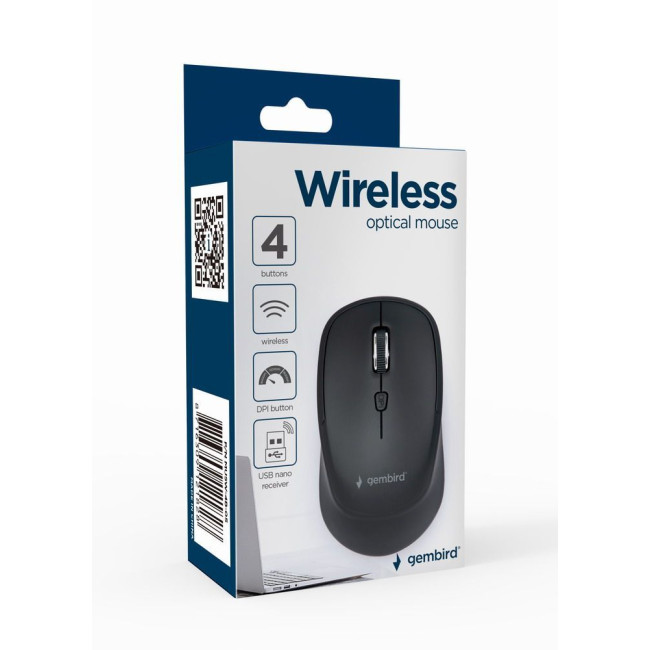 Бездротова оптична миша, USB, 1600 dpi, чорна