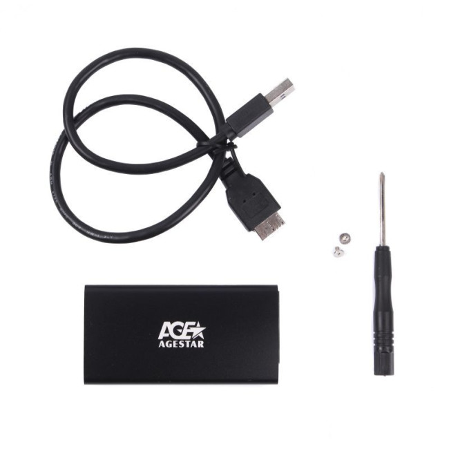 Зовнішня кишеня для mSATA, USB 3.0, метал, чорний