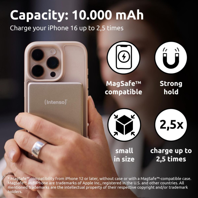 Портативний зарядний пристрій USB 10000MAH MAG CHAMPAGNE MW10000 7344031 INTENSO