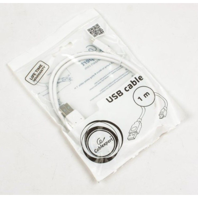 Кабель micro USB2.0, A-тато/micro B-тато, білий, 1 м, преміум
