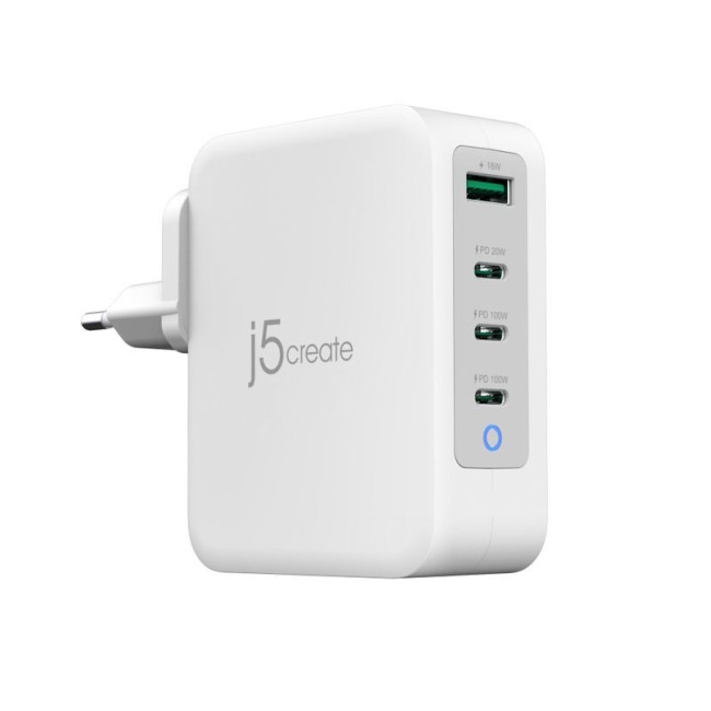 Мережевий зарядний пристрій, GaN, 1 USB-A / 3 USB-C, 130Вт, QC3.0/PD/PPS
