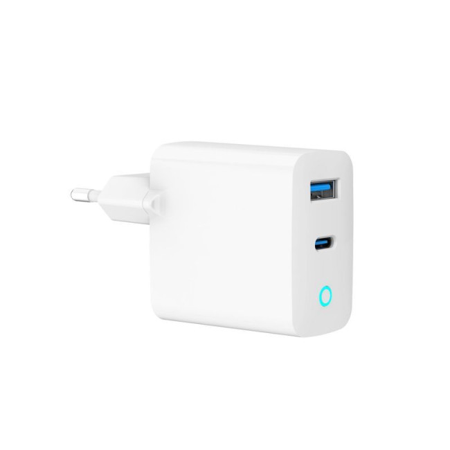 Мережевий ЗП, 1хUSB-A (QC3.0 18W) + 1xType-C (PD 65W), білий