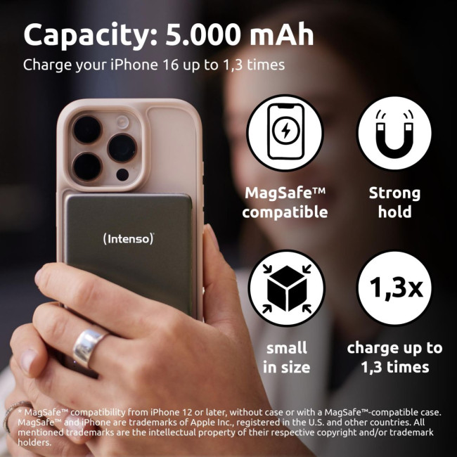 Портативний зарядний пристрій USB 5000MAH MAG GREY MW5000 7344024 INTENSO