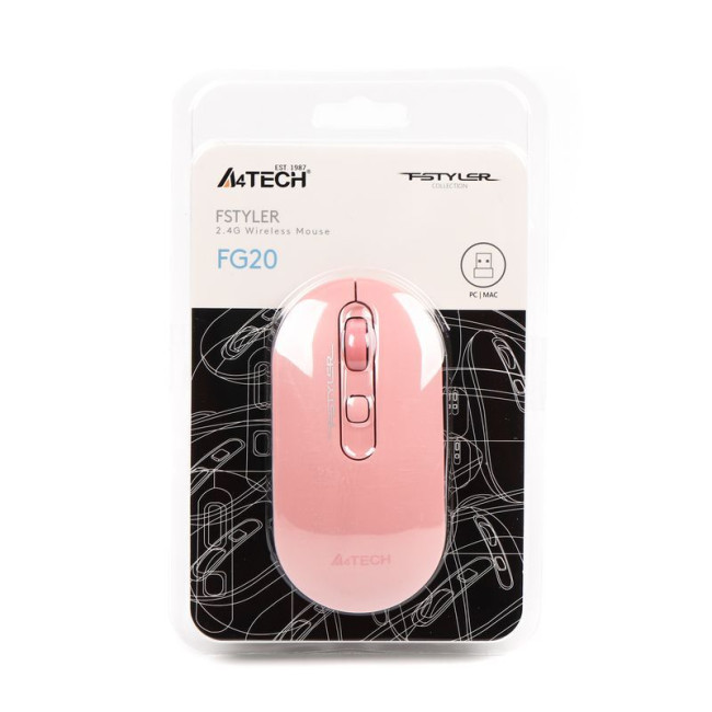 Миша бездротова Fstyler, USB, 2000 dpi, рожевий