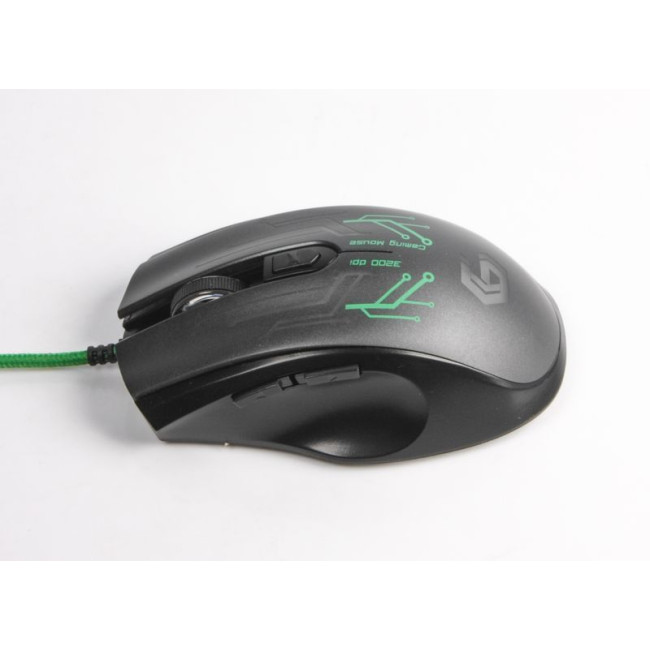 Оптична ігрова миша, USB інтерфейс, 3200 dpi, зелений