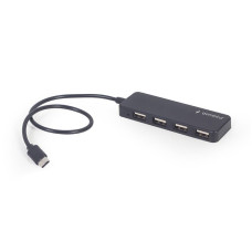 Хаб Type-C на 4 порти USB 2.0, пластик, чорний