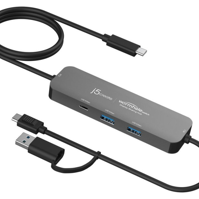 Адаптер-перемикач КМ / хаб 2-USB-A/1 USB-C