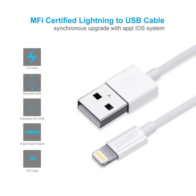 Кабель USB 2.0 А-тато/Lightning , MFI, 1.8 м, преміум, 2.1 А