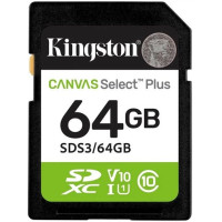 Картка пам'ятi Kingston SDXC 64GB UHS-I Class 10 Canvas Select Plus (SDS3/64GB)