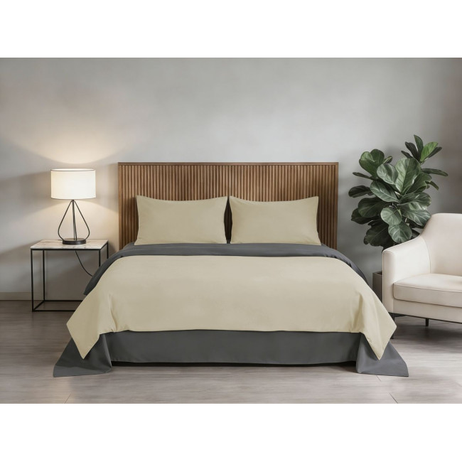 Комплект постільної білизни Soho Євро 200х220 см Beige/Dark gray