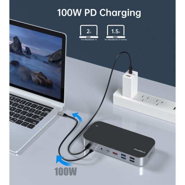 Док станція USB-C 15-в-1 (HDMI / PD / картридер / LAN / USB-A / USB-C Аудіо), алюміній
