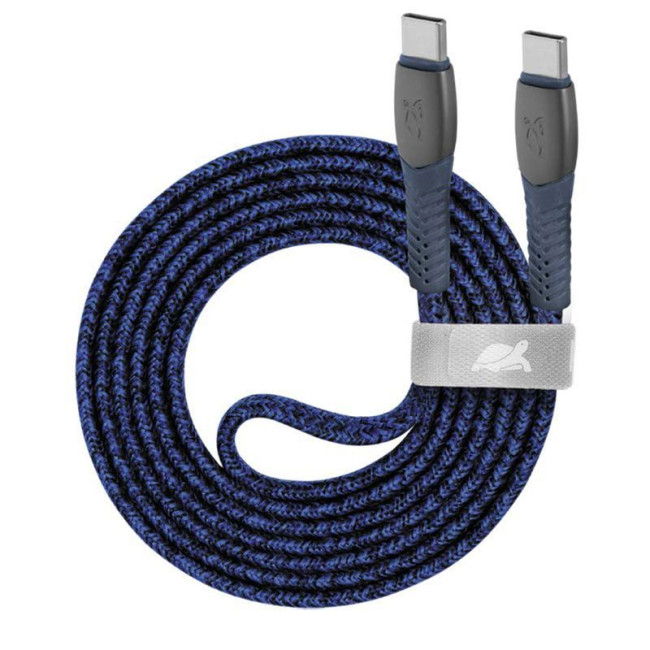Кабель USB 2.0 Type-C/Type-C, тканинне обплетення, 1.2 м, 3А, 60 Вт, синій