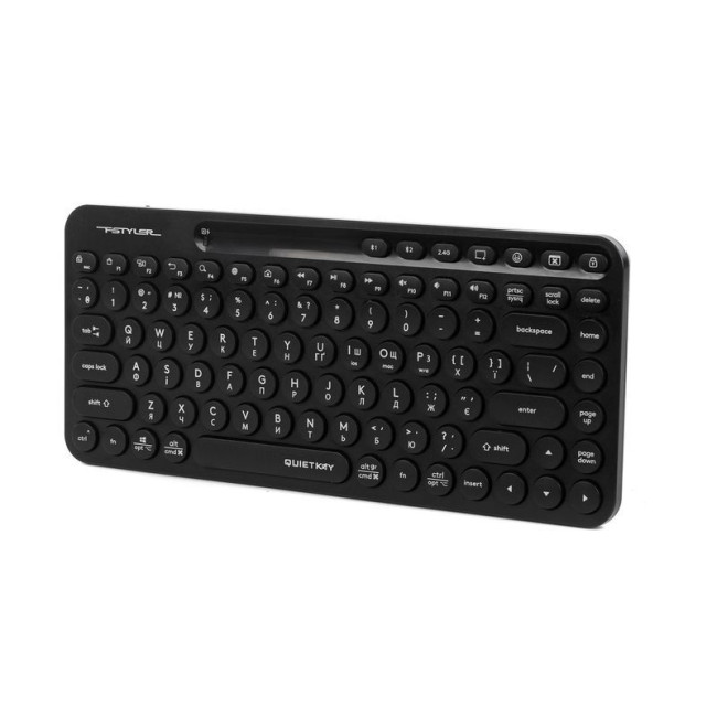 Клавіатура бездротова Fstyler, Bluetooth / 2.4 ГГц, з акумулятором, quiet key, чорний
