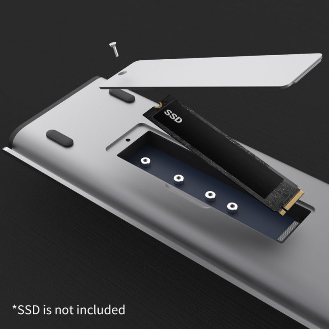 Док станція USB-C 10Gbps, 12-в-1 (слот M2 NVMe/хаб/HDMI/DP/PD/картридер/LAN), сірий