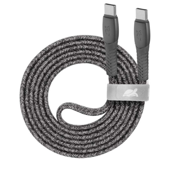 Кабель USB 2.0 Type-C/Type-C, тканинне обплетення, 1.2 м, 3 А, 60 Вт, сірий