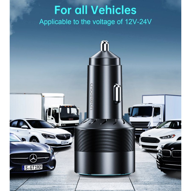 Автомобільний зарядний пристрій, 2 USB-C+USB-A, 130Вт, QC3.0/PD/PPS, чорний