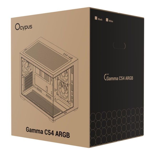Корпус для комп'ютера MATX W/O PSU GAMMA C54 ARGB білий (GAMMA-C54-WHD300XX-GL) OCYPUS