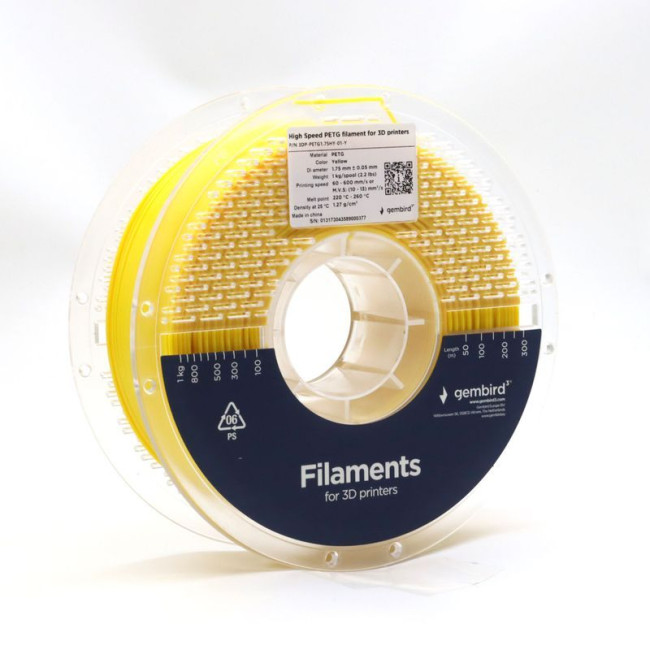Філамент для 3D-принтера, PETG, 1.75 мм, жовтий, 1 кг