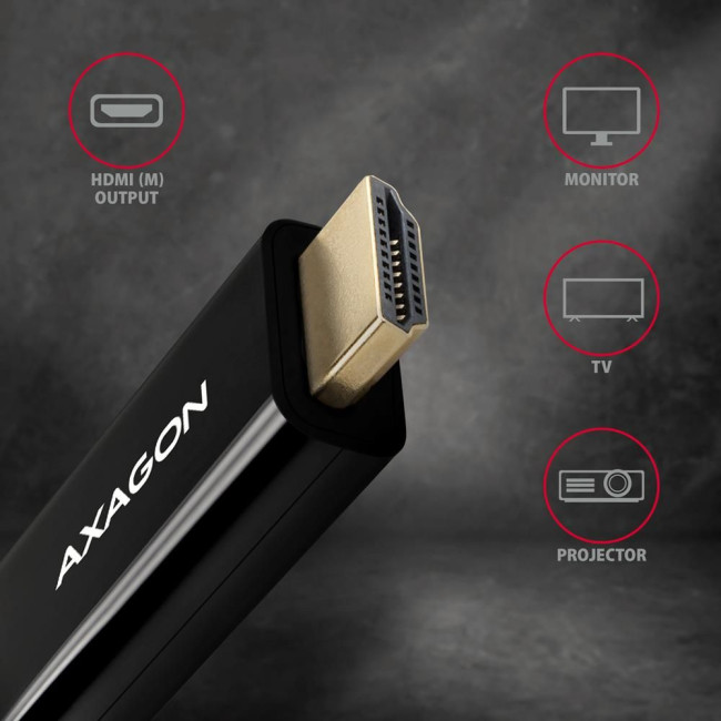 Кабель AXAGON RVD-HI14C2 HDMI-DisplayPort, 1.8m, 4K/30Hz, чорний